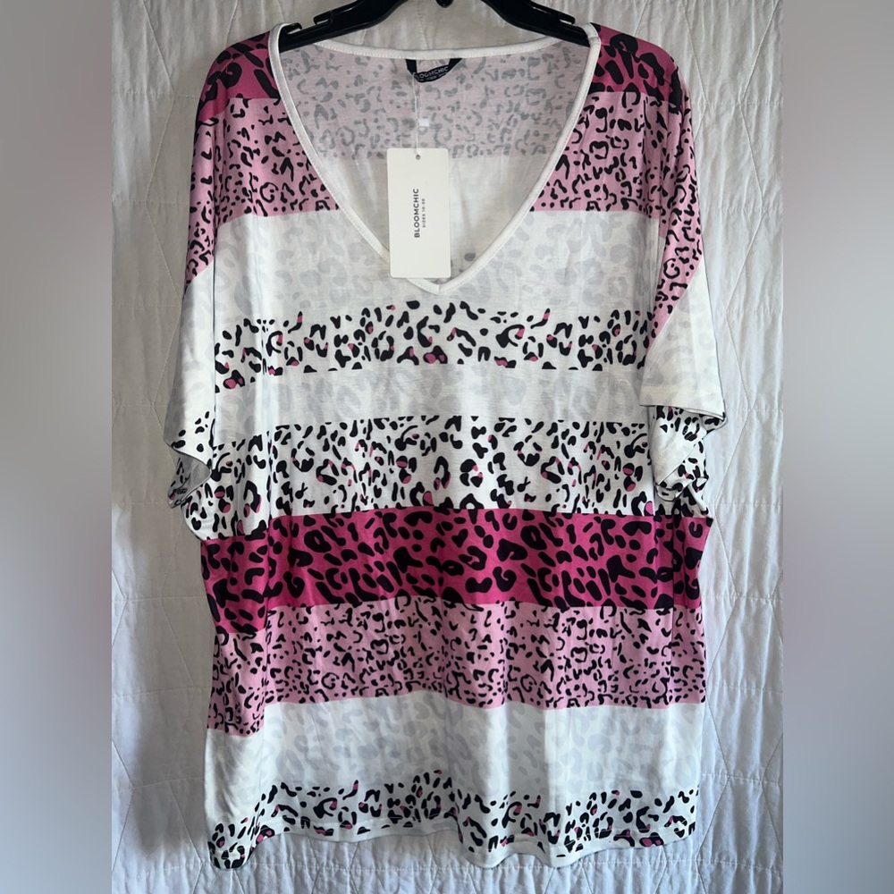 Leopard pink and white bloomchic tshirt